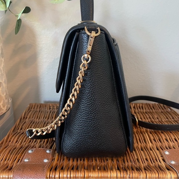 Karl Lagerfield Paris Charlotte Satchel Black Chevron Quilted Leather Crossbody - Picture 6 of 12